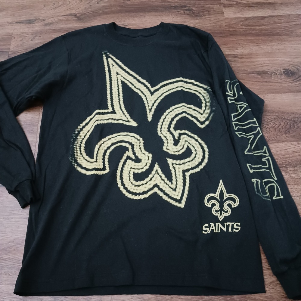 Reebok New Orleans Saints Mens Medium Long Sleeve T-Shirt Black Fleur De Lis NFL